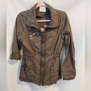 A. Byer Women's Dark Olive Green Jacket with Embroidered Details